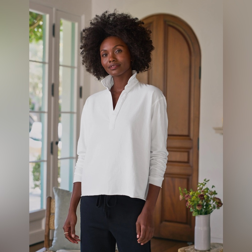 Frank & Eileen White Long Sleeve Top